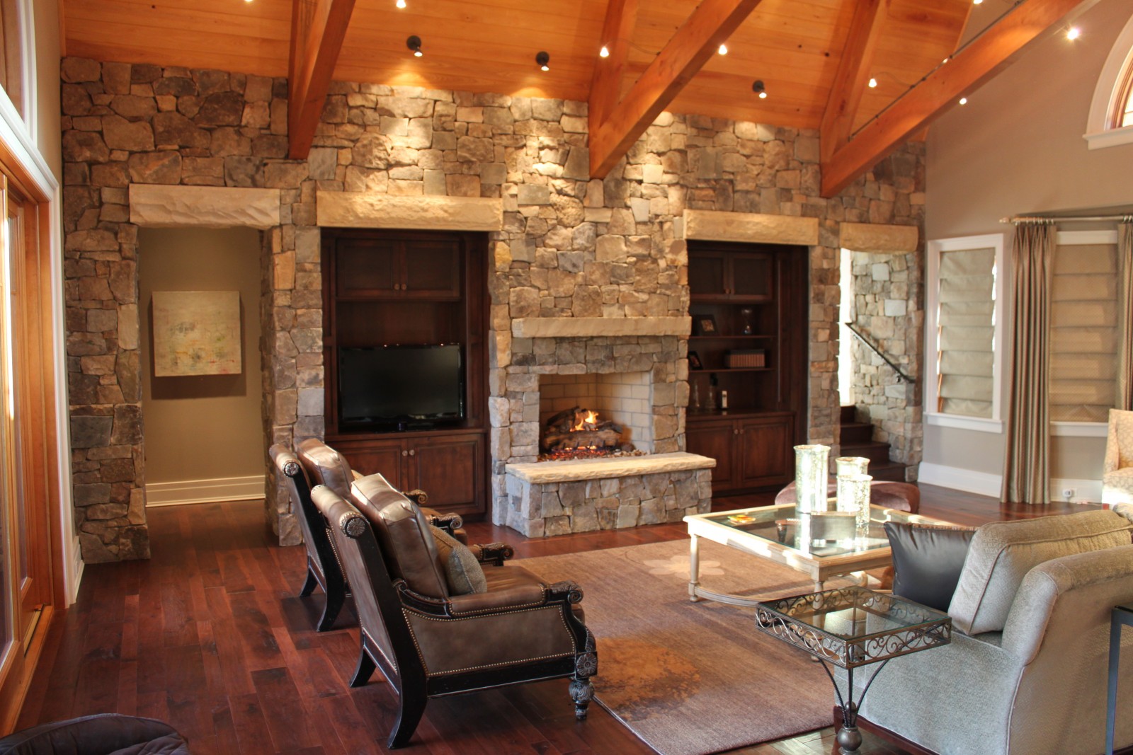 wood and stone living room ideas