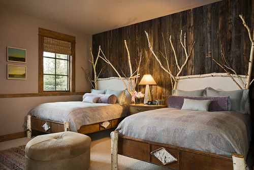 Birch branches accent this bedroom 