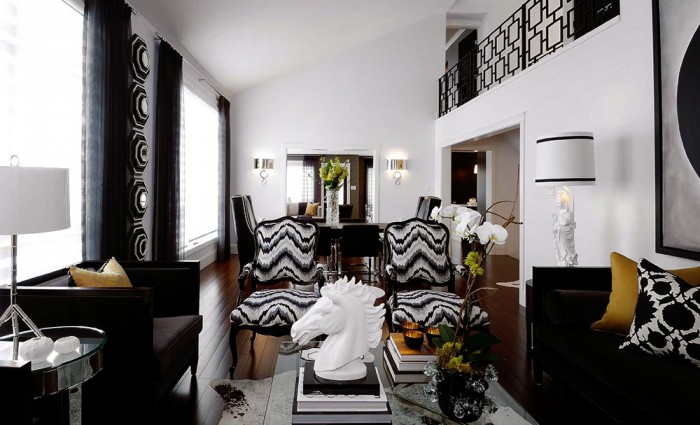How to Get the Look of Refined Luxury in Your Home using a black and white chevron pattern.