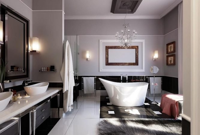 Sleek luxury bathroom 