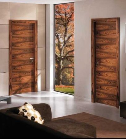 Modern wooden doors in a living room.
Keywords: Wooden doors, modern