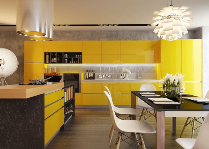Sunny yellow modern kitchen