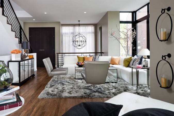 A living room with a hardwood floor.