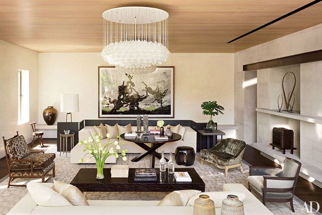 A statement chandelier elevates a room