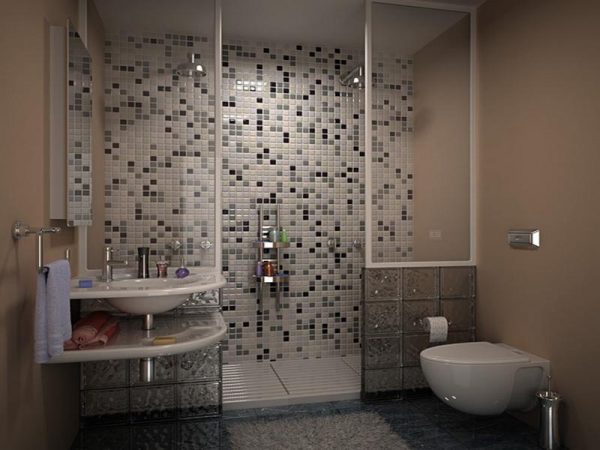 A bathroom with beautiful tiled walls and a toilet.