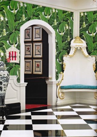 Tropical wallpaper with refined finishes