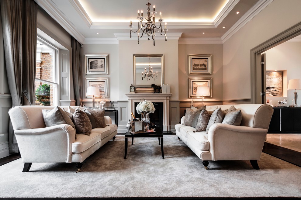 gray and cream living room