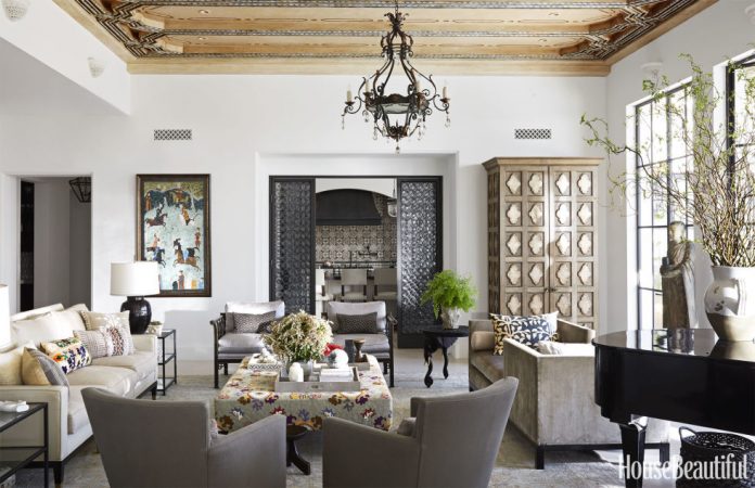 Sophisticated interior with soft tones of gray and cream 