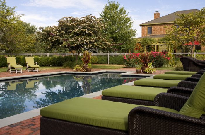 A brick patio with pool ideas.
