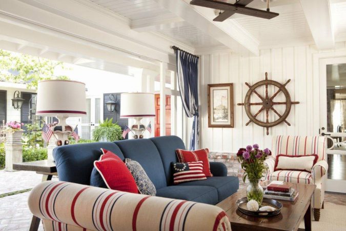 A nautical approach to red, white and blue interior 
