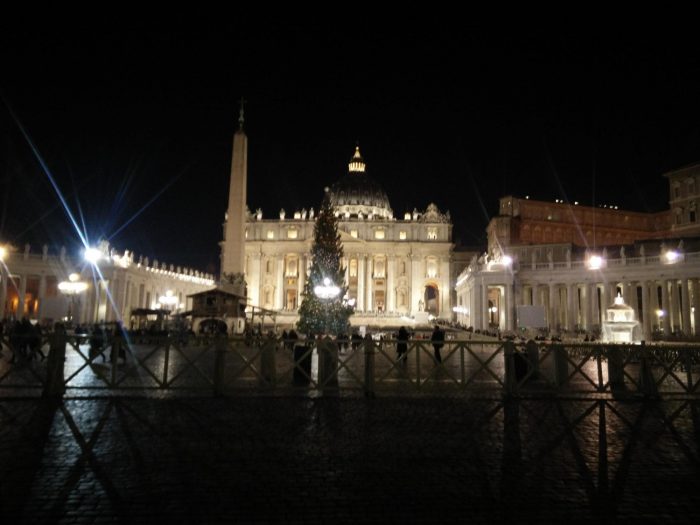 St Peter's square on a cold night