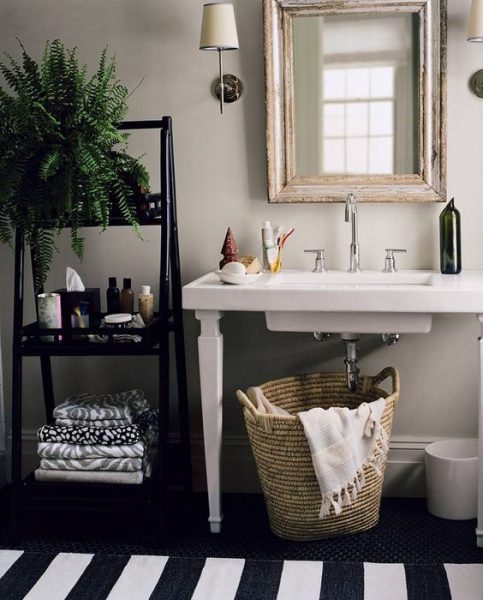 Trendy basket for storage of used hand towels 
