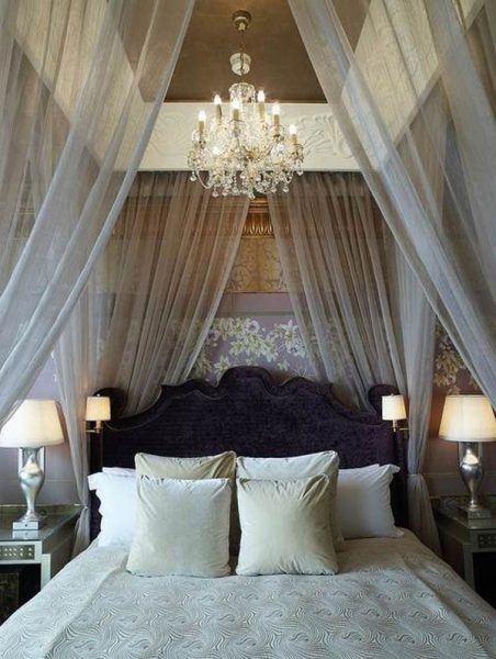 chandelier in master bedroom