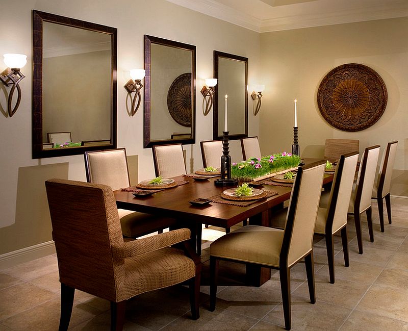 candle sconces in dining room