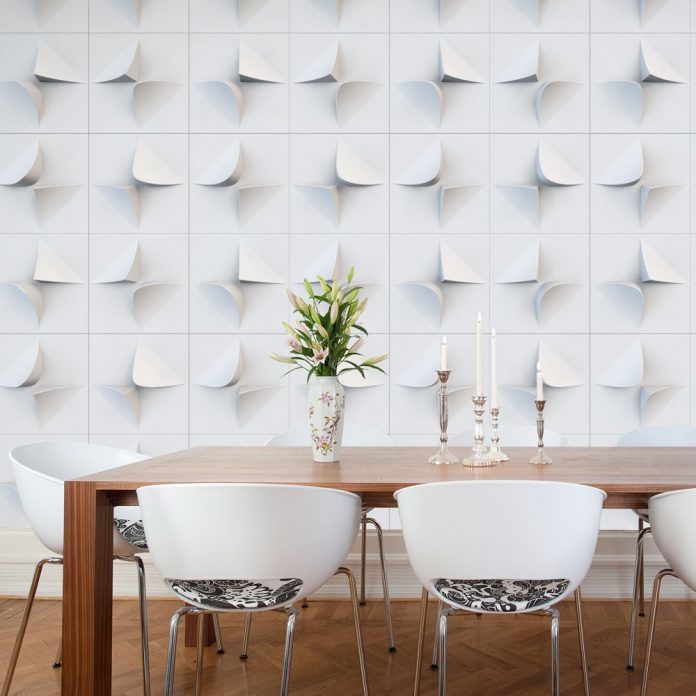 V2 PaperForms modular recycled wall tiles add multi-faceted dimension