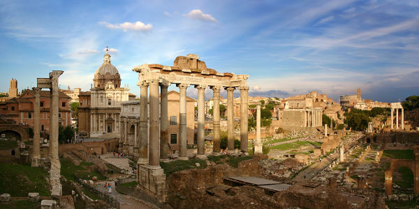 Roman Forum in its ruins but showing its beautiful might