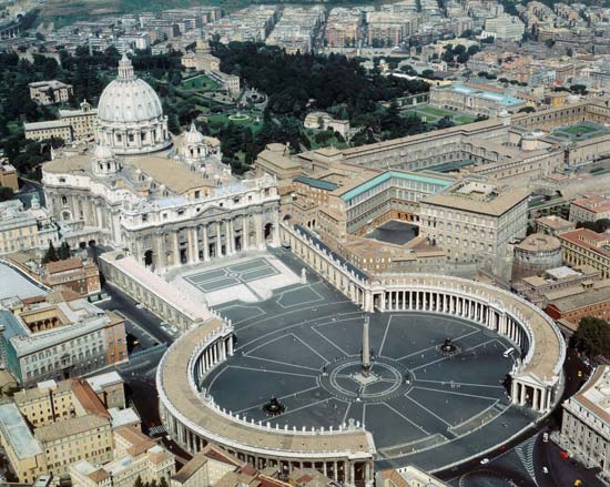 An aerial view of the Vatican City in Rome.