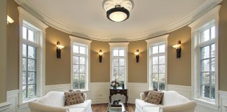 Sconces add accent lighting to this room