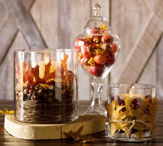 Acorn & leaves in simple jars add an organic element.  http://www.blog.empirecommunities.com