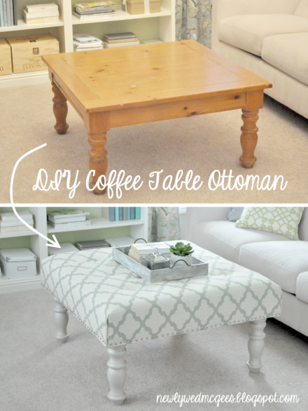 Upcycled coffee table ottoman.