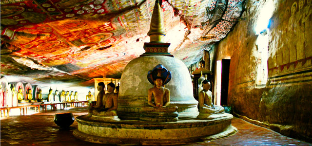 The Dambulla Cave temple is inside the heart of the mountain