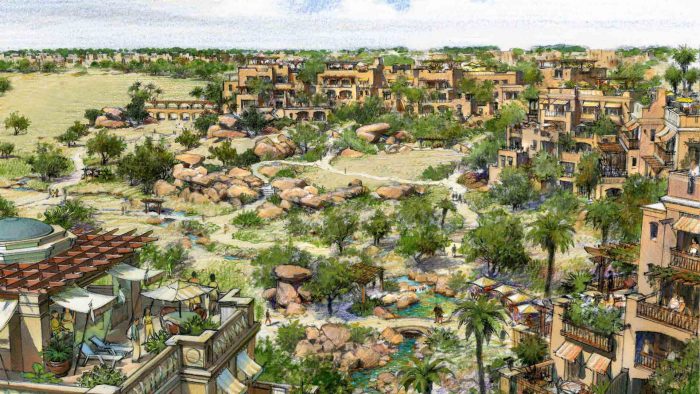 An artist's rendering of a resort in Abu Dhabi.