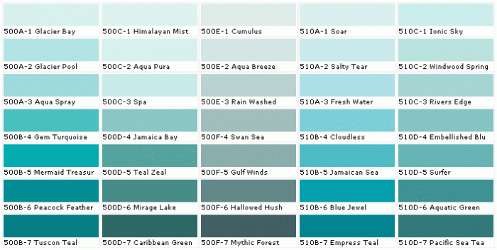 A denim blue color chart for a bathroom.