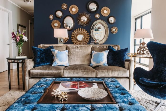 denim blue living room