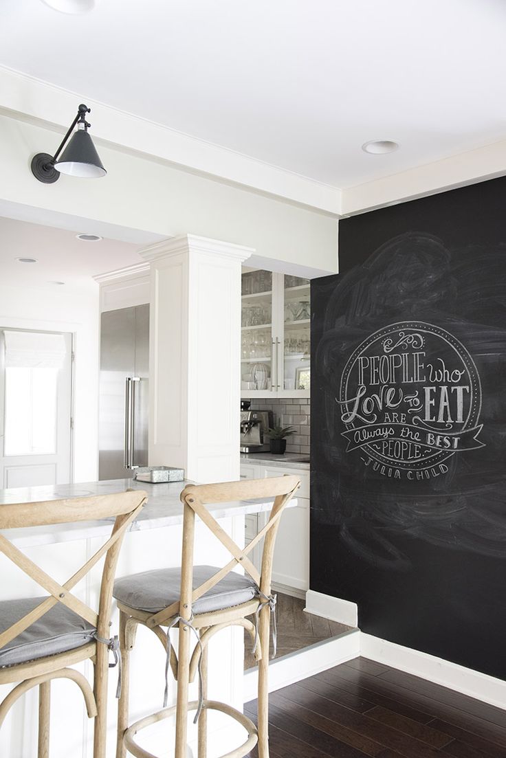 A chalkboard wall adds whimsy.