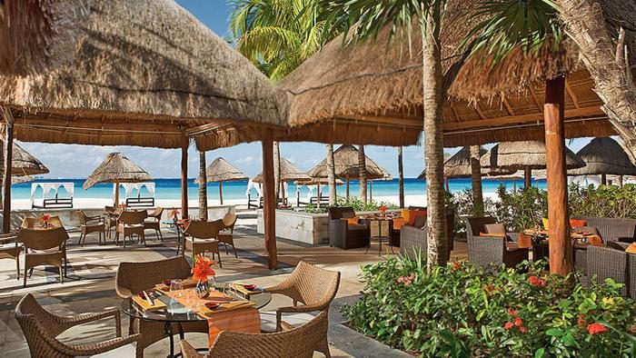 Beach cabanas at Dreams Cancun