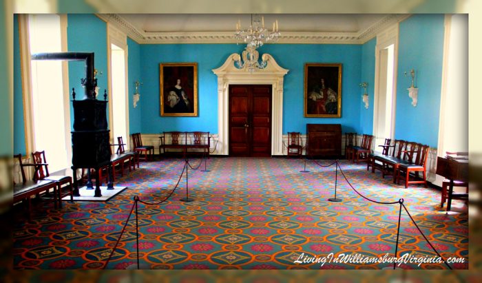 A Governor's Palace room with blue walls.