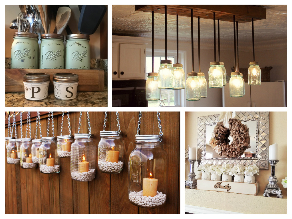 Mason jars are shown in a collage.