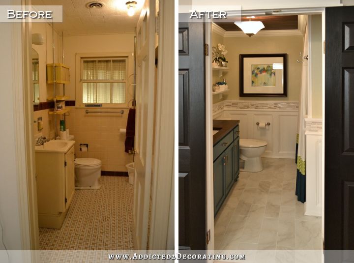 A home bathroom transformation after renovation.