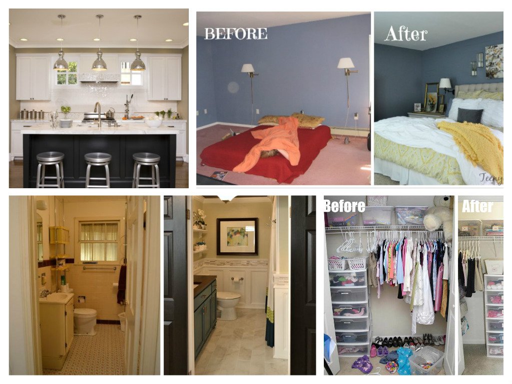 Before and after pictures of a small bedroom showcasing home renovations.
