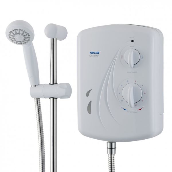 A power shower with a hand held shower head.