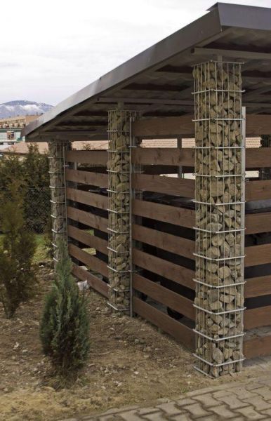 Use gabion walls as support beams to enhance the beauty of the design of your storage buildings or barns.