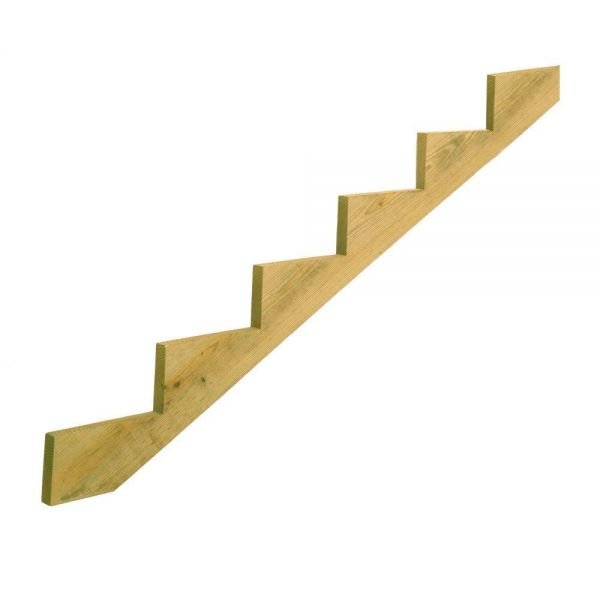 A DIY wooden staircase on a white background.