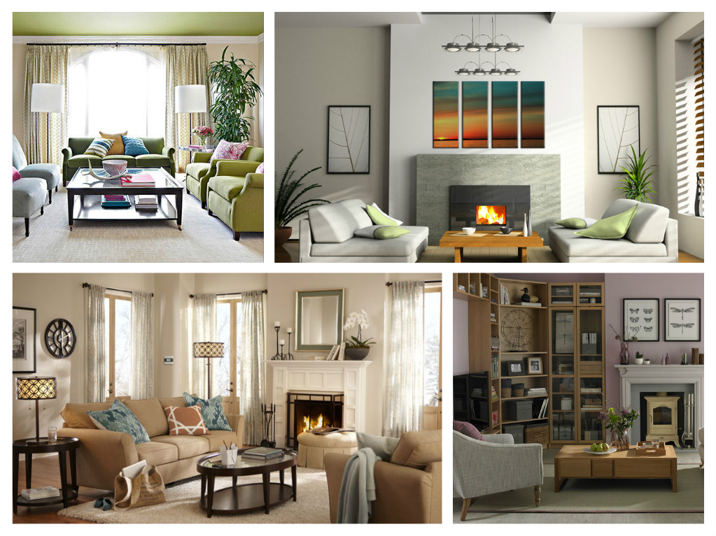 A collage of pictures showcasing a dream living room.