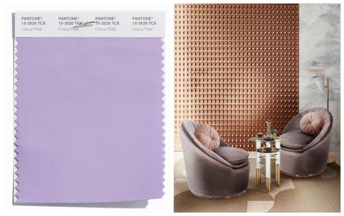 A chair with a purple color inspired by the Pantone Fall 2018 swatch.