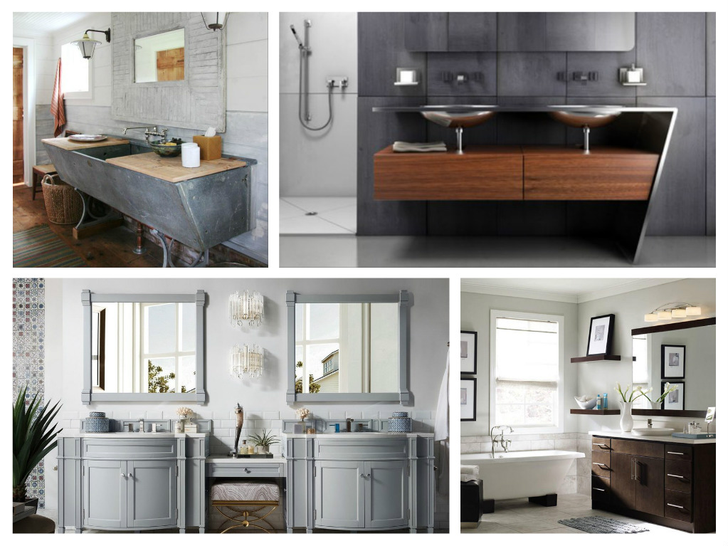 A collection of bathroom vanities and sinks.