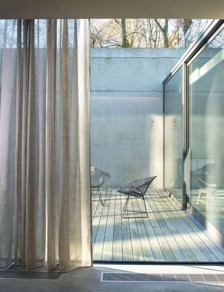 Modern linen fabric thin transparent drab terraced modern curtains