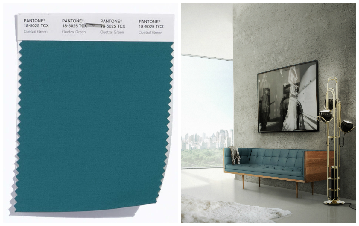 Pantone swatches for teal and blue in the Fall 2018 collection.
