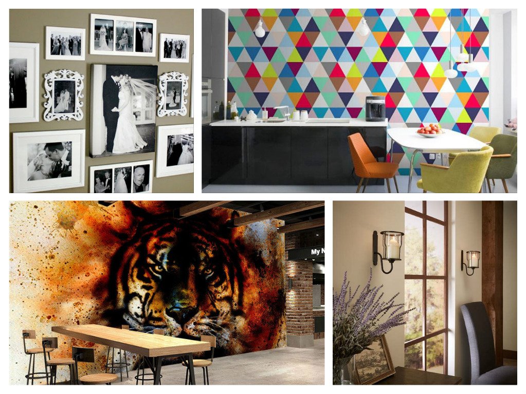 A collage of photos showcasing vibrant and diverse wall art.