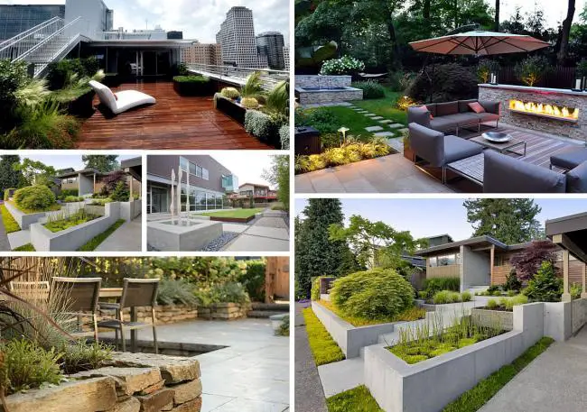 Diverse modern landscaping designs for urban homes.