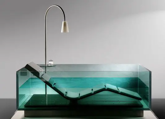 Stylish glass bathtub.