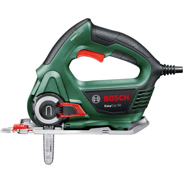 A power tool, specifically a Bosch jigsaw, on a white background.