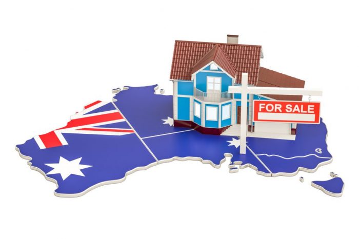An Australian property market map showcasing a house for sale and a for sale sign.
