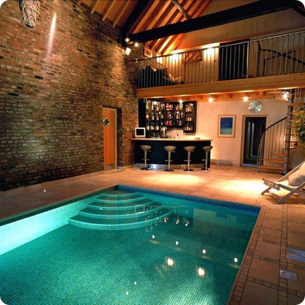 A house with a swimming pool for home insurance purposes.