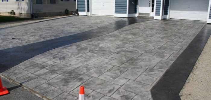 An image of a driveway with a stamped concrete driveway.