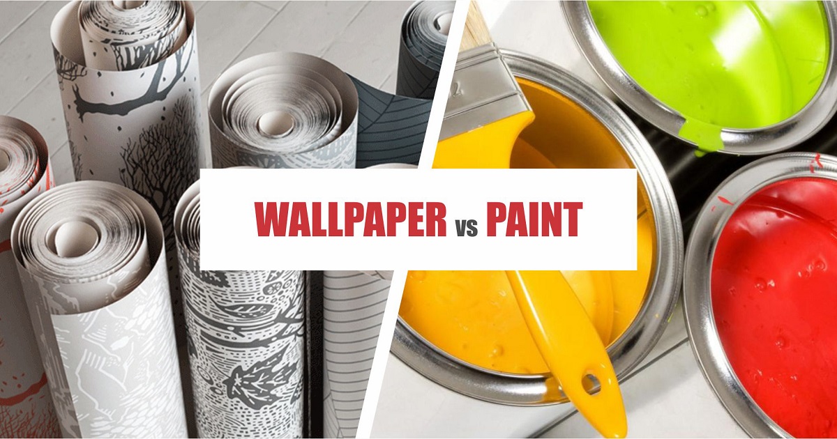 A comparison between wallpaper and paint options for interior decor.